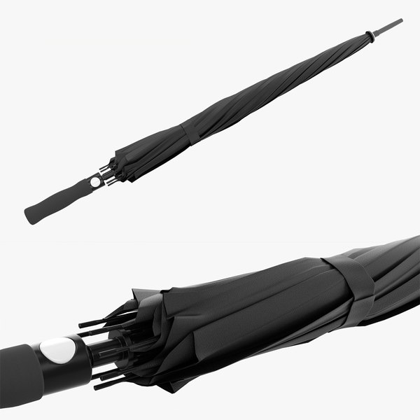 Large automatic umbrella black closed 3D model