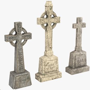3D cross headstone set