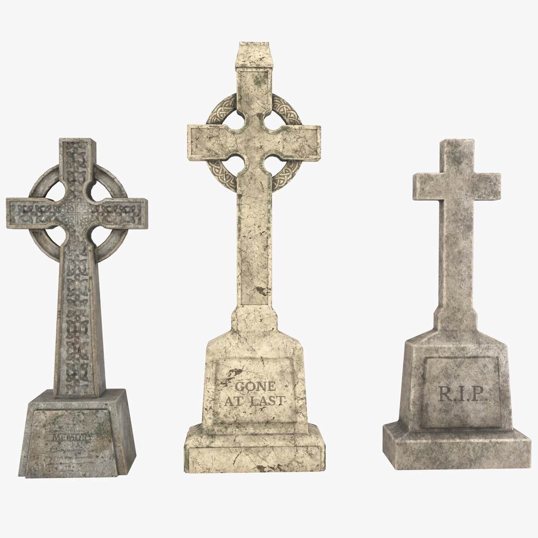 3D cross headstone set - TurboSquid 1642753