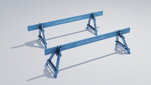 3D Wooden Police Barriers with 4K Textures Low-poly
