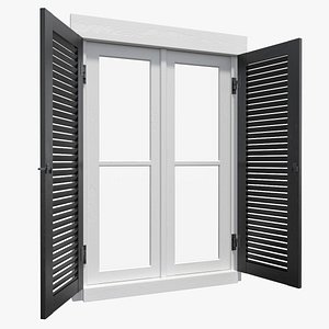 3D model Double Casement Window with Exterior Shutters