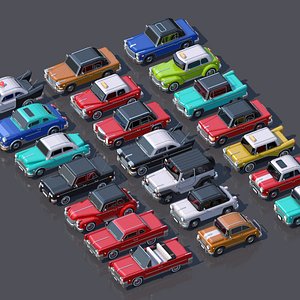 Set of lowpoly cars 3D model