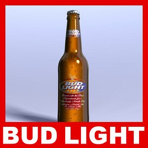 bud light beer bottle 3d obj