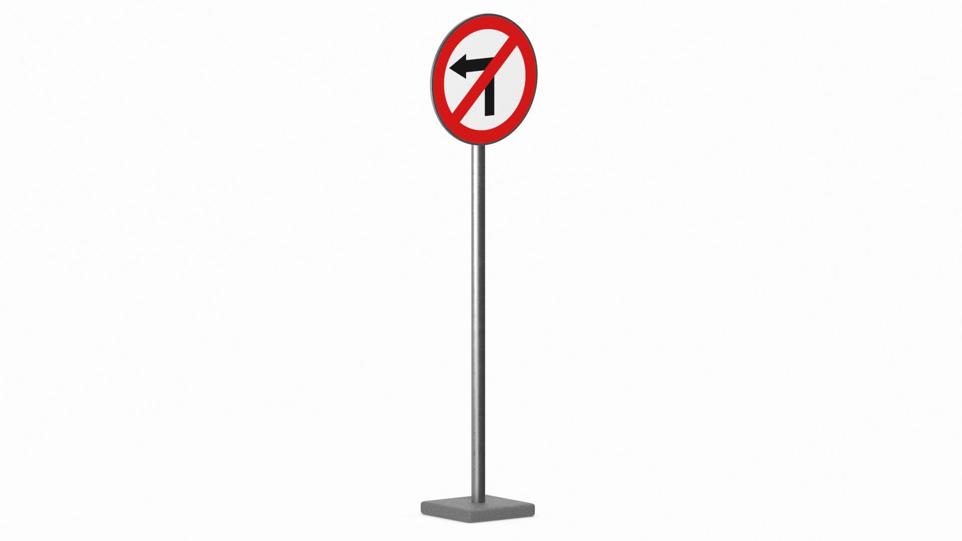 Road Sign No Left Turn 3D model preview