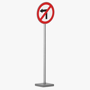 Road Sign No Left Turn 3D model