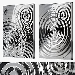 Water Ripple 3D Wall Art Decorative metallic relief