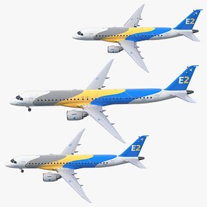 jet airliners embraer rigged 3D model