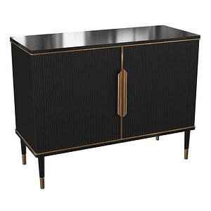 3D model Homary-Modern Entryway Cabinet Black Accent Cabinet with 2 Doors 2 Shelves in Gold