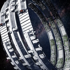 sci-fi space colony 3D