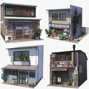 3D Japanese Buildings Bundle 4 model