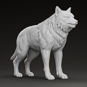 Majestic Standing Wolf 3D Print Model