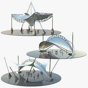 3D Futuristic Tensile Pavilions Bundle-04