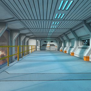 3D futuristic spaceship corridor model