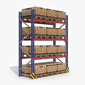 Warehouse Shelf With Pallets
