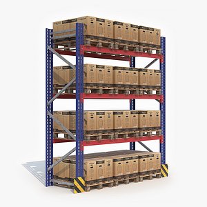 Warehouse Shelf With Pallets
