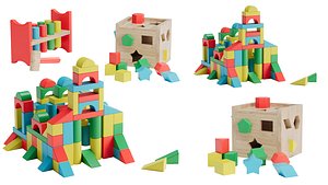 Stack Sort and Pound Wooden Toy Collection 3D