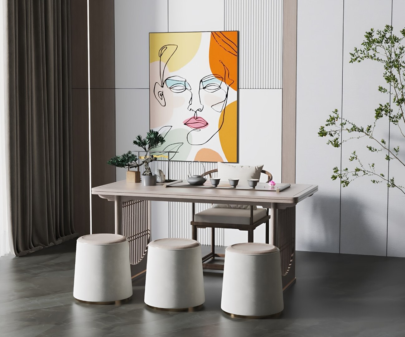 3D Model Tea Table And Chair - TurboSquid 2296017