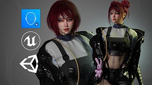 3D Cyber Girl - Game Ready model
