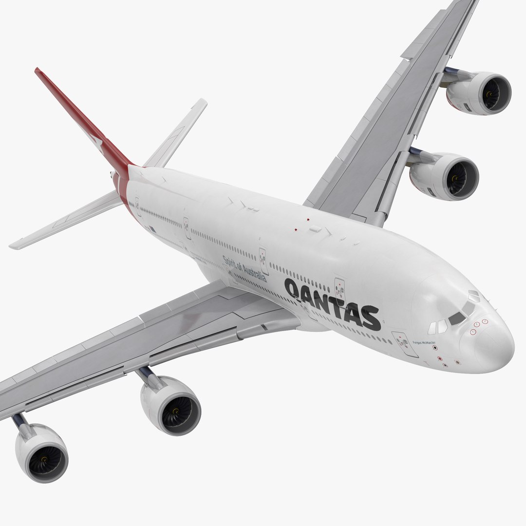 Airbus A380-1000 Qantas Rigged 3D model preview