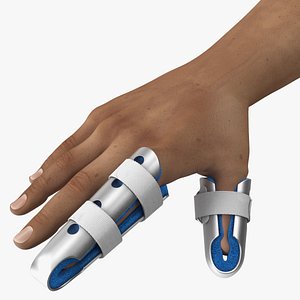 Injured Hand Wearing Orthopedic Finger Splints