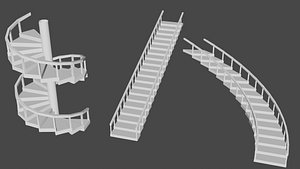 3D model Stairs and staircases - Spiral curved etc - Architecture Set 2 Low-poly