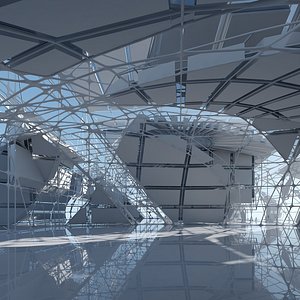 futuristic architectural interior 3D