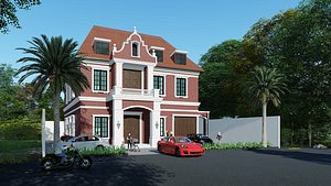 3D exterior scene nurse house skp