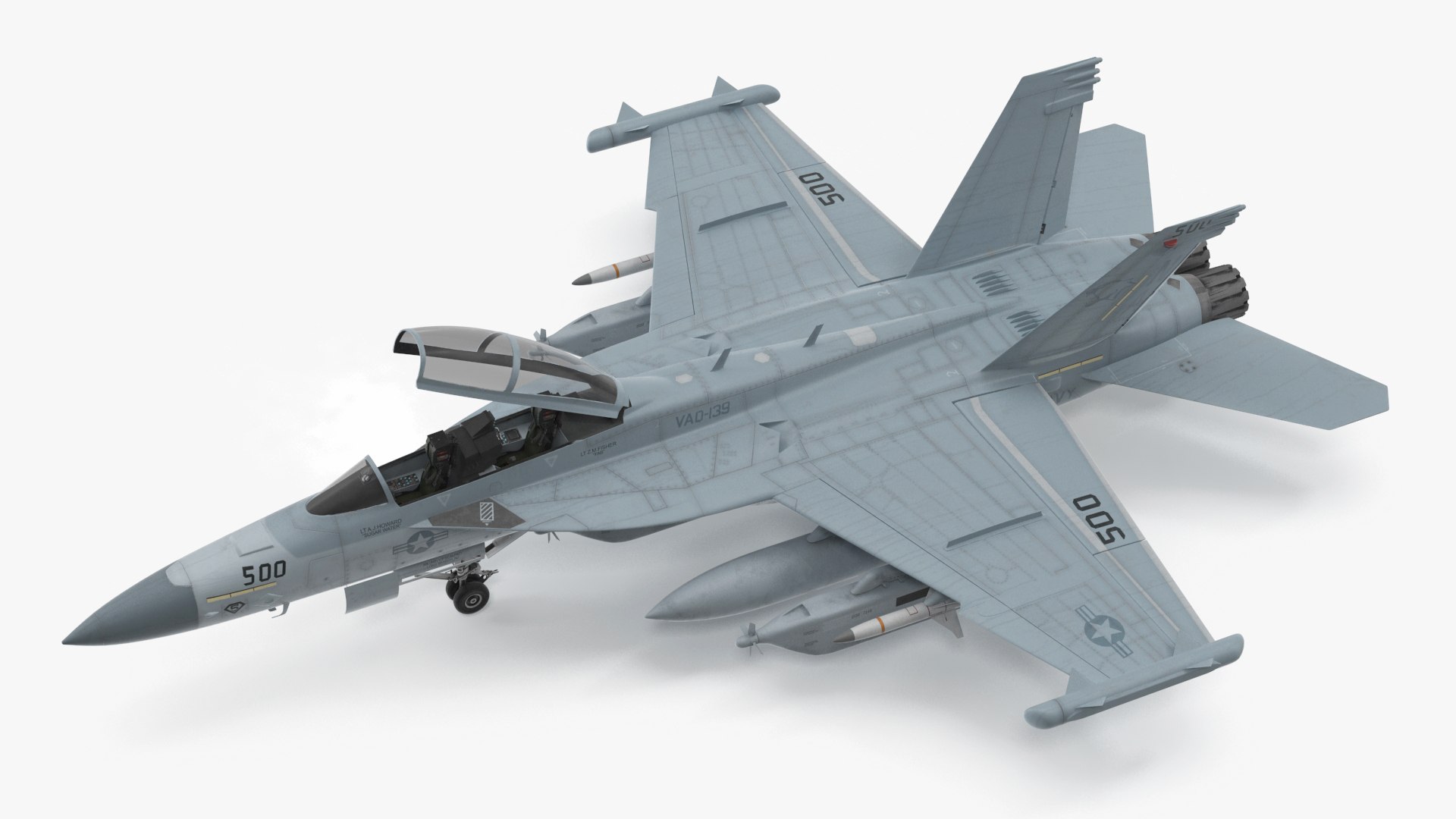 Electronic Warfare Aircraft Boeing EA 18G Rigged for Maya 3D model preview