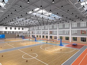 Large Multi-Sport Indoor Arena Basketball Hall 3D Model 3D