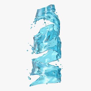 3D Blue Water Twisted Splash