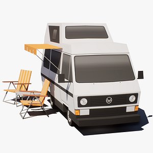 3D Stylized Campervan Driveable Game Ready