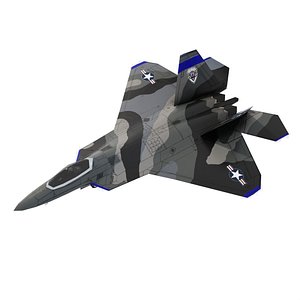 F-22 Raptor lowpoly jet fighter model