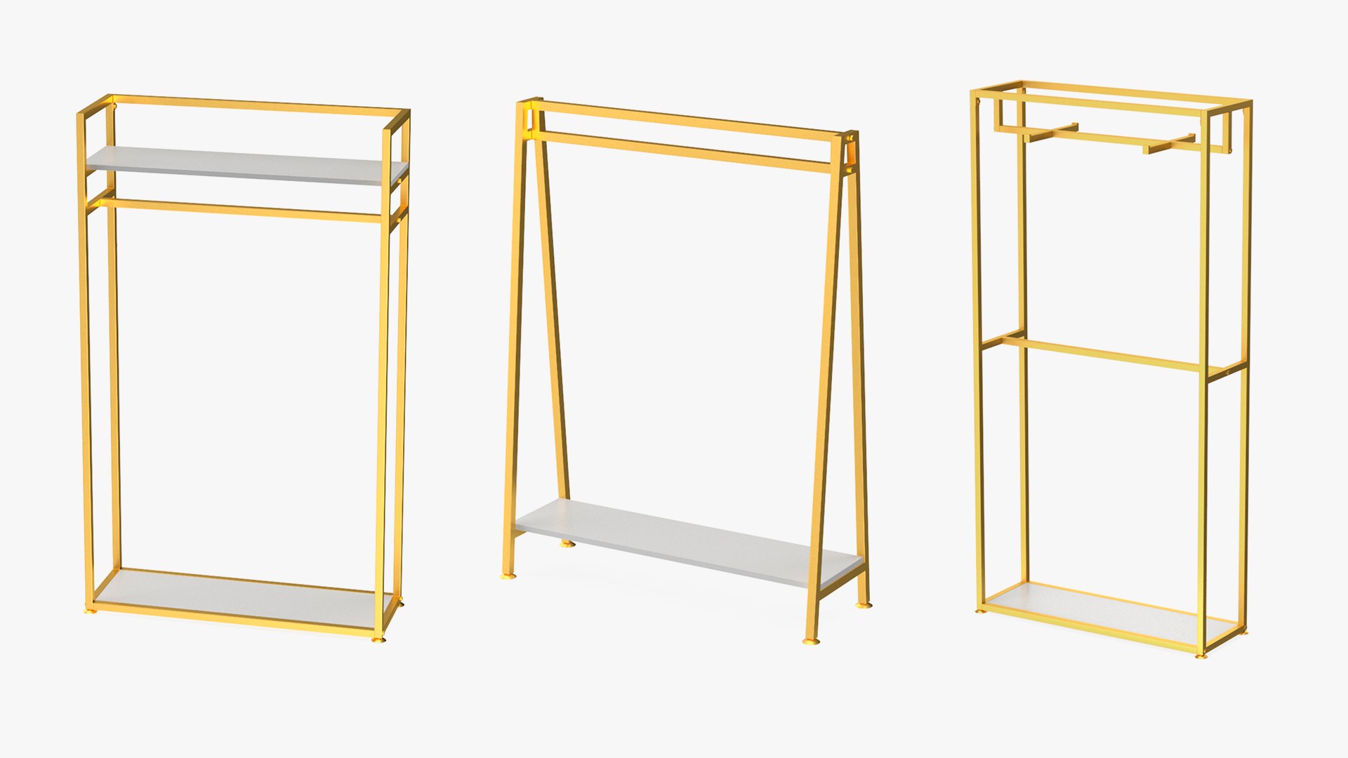 3D Golden Cloth Racks Collection - TurboSquid 2251324