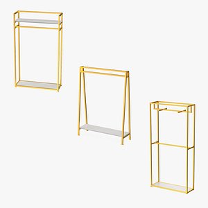 3D Golden Cloth Racks Collection