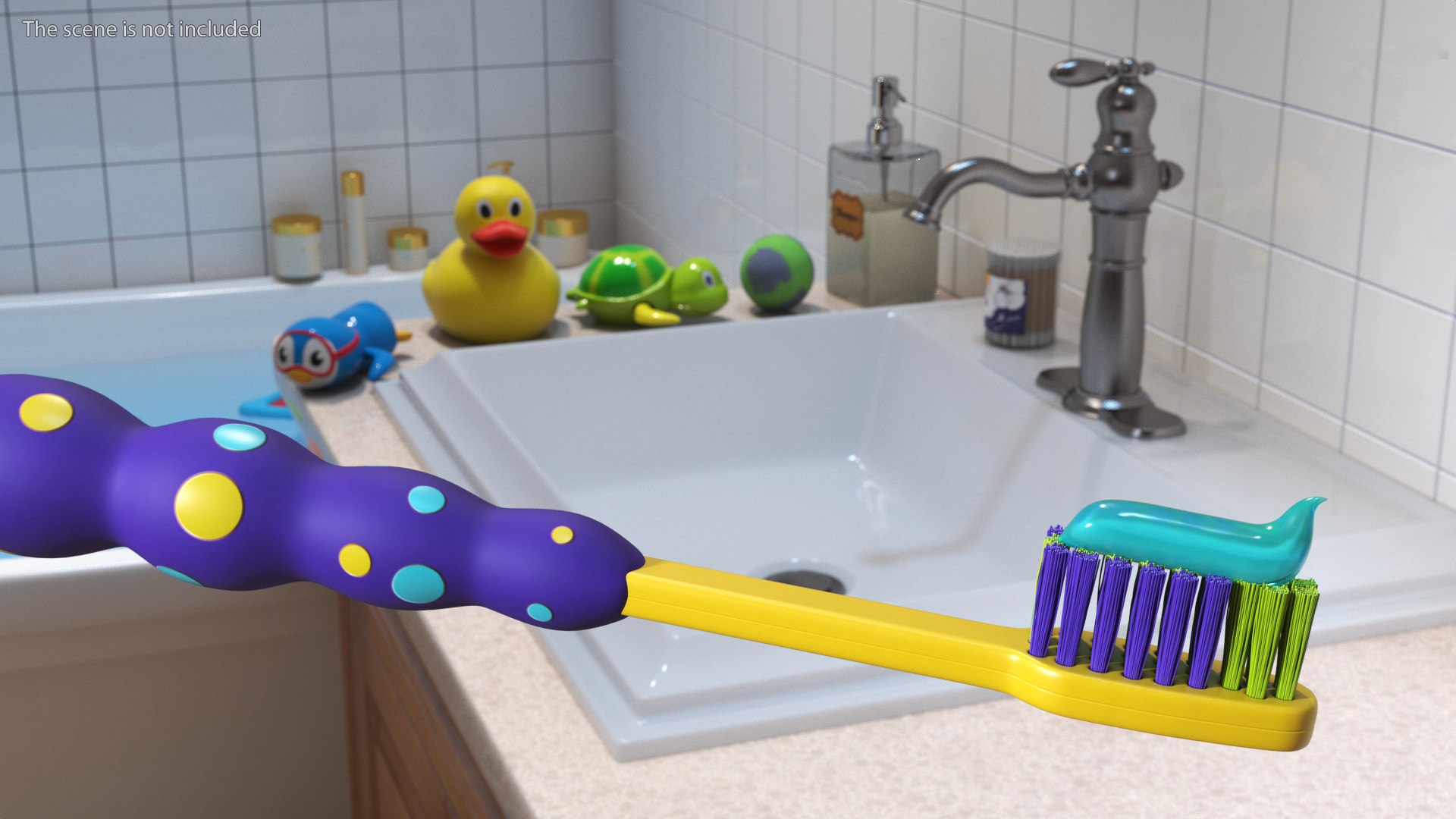 3D Children Toothbrush With Toothpaste Model - TurboSquid 2350495