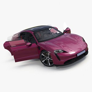 3D Electric Sports Car Sedan Magenta Rigged