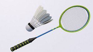Badminton Racket and Shuttlecock 3D