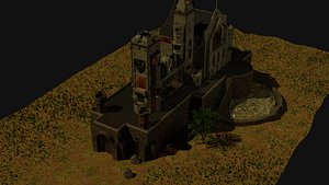 3D model castle trees terrain