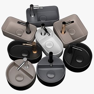 Set of Cielo Shui Comfort Petites Washbasins and Faucets