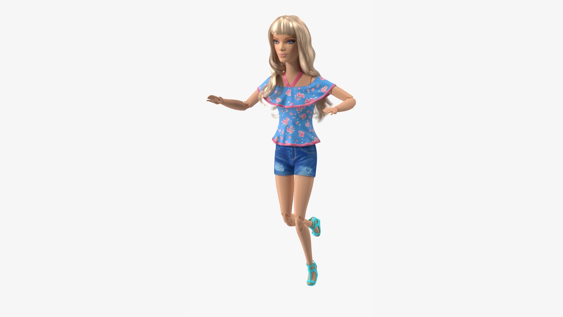 Barbie Doll Jeans Style Rigged for Cinema 4D 3D model preview