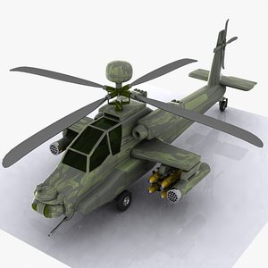 3d cartoon attack helicopter model