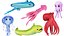 Colección de criaturas marinas de dibujos animados 6 en 1