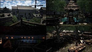 Blackwood River Edge Medieval Town  Cave Environment 3D model