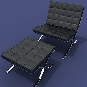barcelona chair ottoman 3ds