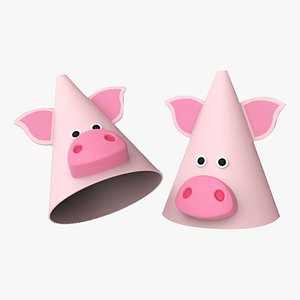 3D model Funny Animal Pig Birthday Hats for Childrens