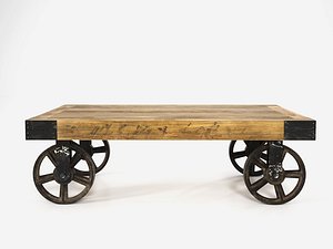 industrial cart coffee table 3D