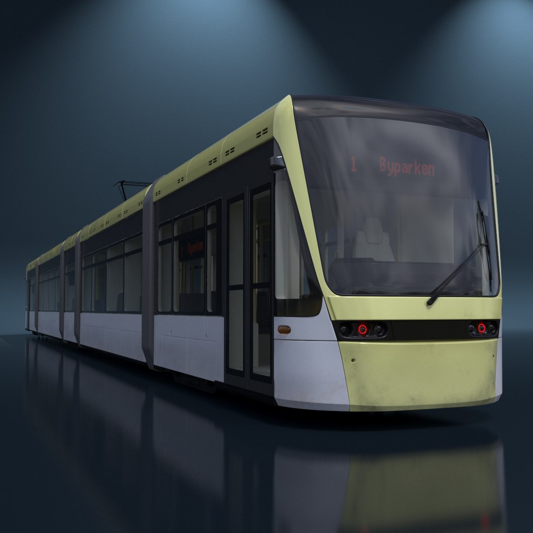 City Tram Yellow Simple Interior 3D model preview