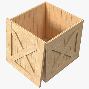 Wooden Shipping Box with Lid 3D model