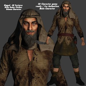 REALISTIC MALE CHARACTER - MEDIEVAL BEARDED OLD MAN 01