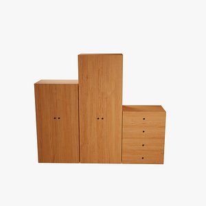 Wardrobe Cabinet Set 3 Sizes with Drawers PBR